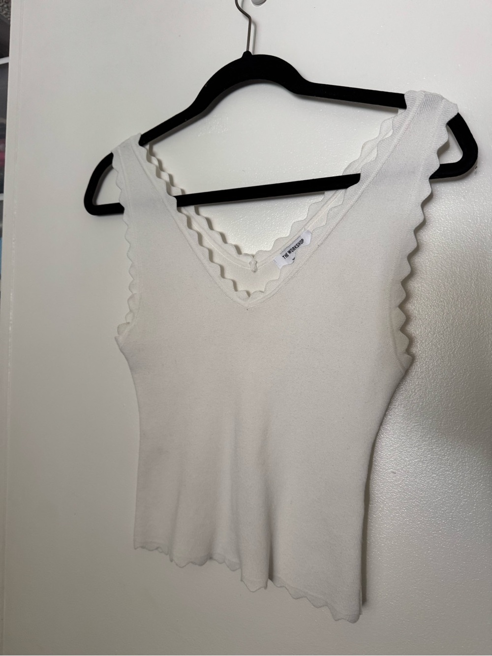 Workshop Republic Clothing Ivory Scallop Trim V-Neck Tank